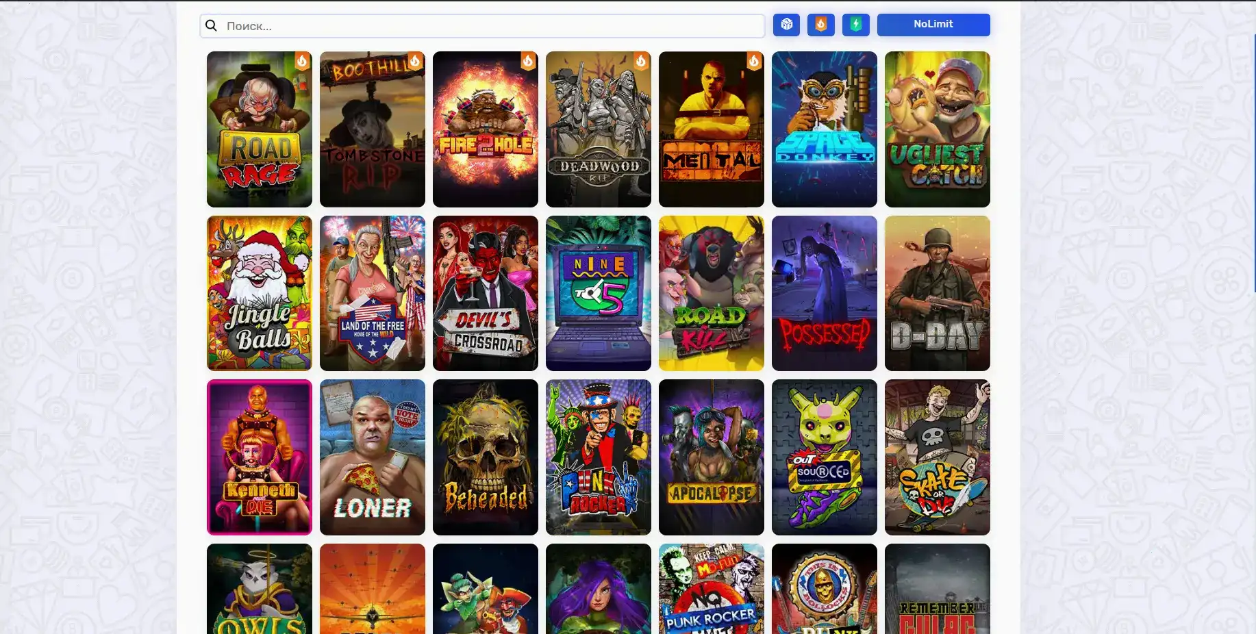 Интерфейс игрового зала Анлим казино на компьютере